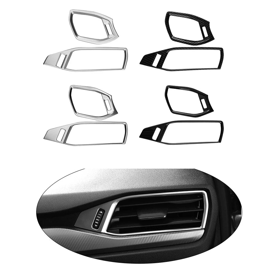 Copertura del rivestimento della griglia di ventilazione A/C per Ford Focus MK4 2019-2020 con finiture in cromo, fibra di carbonio e acciaio inossidabile