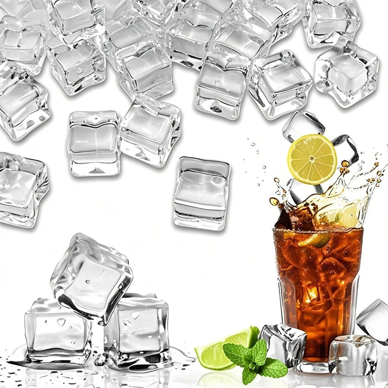 Clear Acrylic Fake Ice Cubes for Photography &amp; Decoration 15mm-100Pcs
