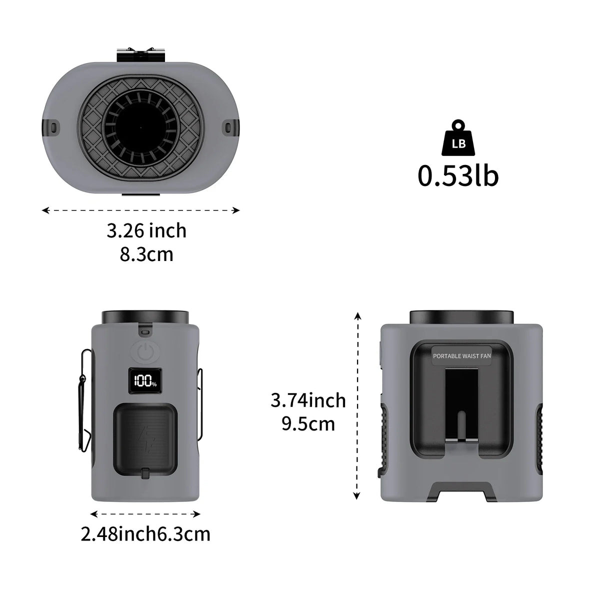 Mini Portable Waist Fan &ndash; 4 Speed Strong Wind with Power Bank