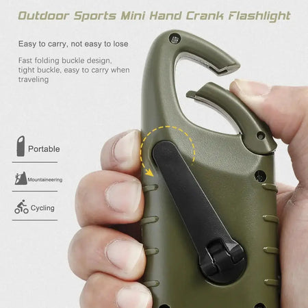 Solar Hand Crank LED Flashlight Survival Dynamo For Hiking