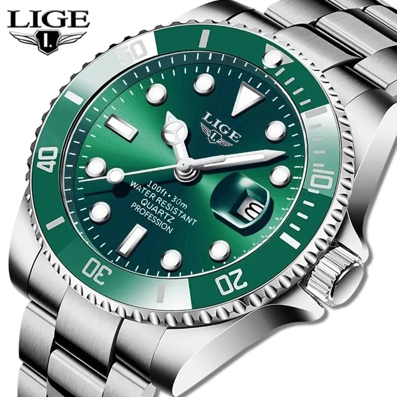 LIGE Luxury Fashion Diver Watch Men &ndash; 30ATM Waterproof Date