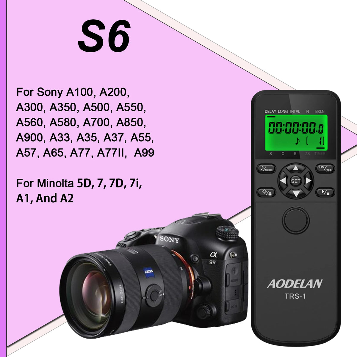 AODELAN Intervalometer Timer Remote Control for Canon Nikon Sony Cameras S6 for sony / China