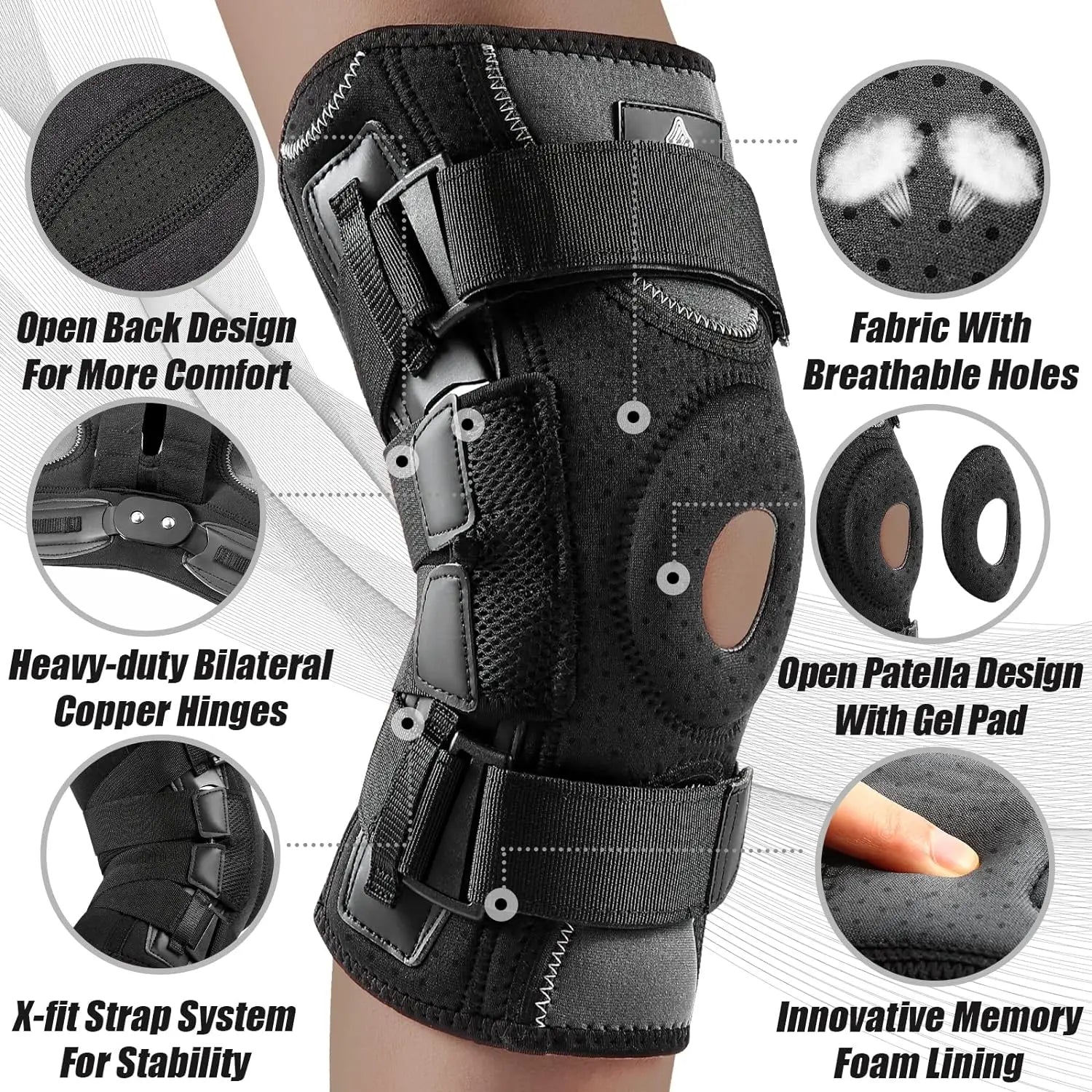 NEENCA Hinged Knee Brace Support for Knee Pain with Side Stabilizers&amp;Gel Pad Arthritis Meniscus Tear Knee Pain Relief, ACL, PCL