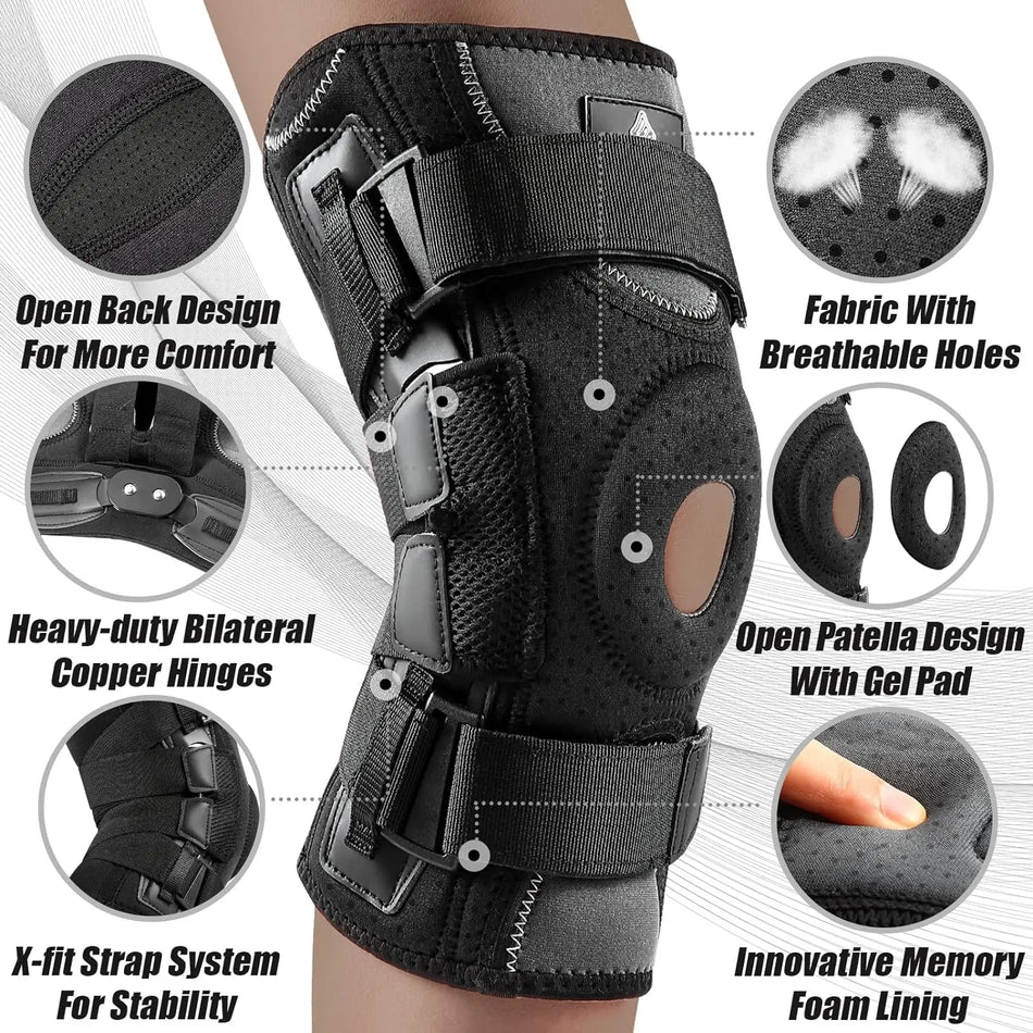 NEENCA Hinged Knee Brace Support for Knee Pain with Side Stabilizers&amp;Gel Pad Arthritis Meniscus Tear Knee Pain Relief, ACL, PCL