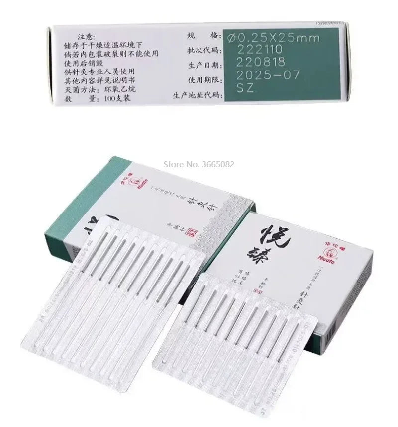 Ace de acupunctură de înaltă calitate, pachet de 100 bucăți, mâner argintiu