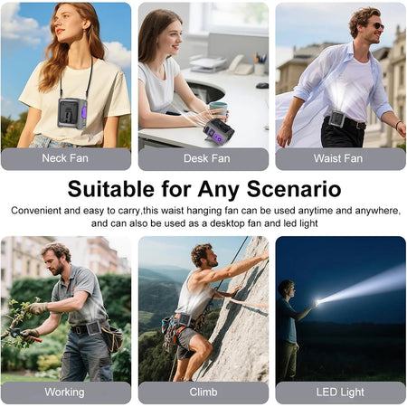 RauGee Portable Waist Fan &ndash; 8000mAh Power Bank Clip Cooling