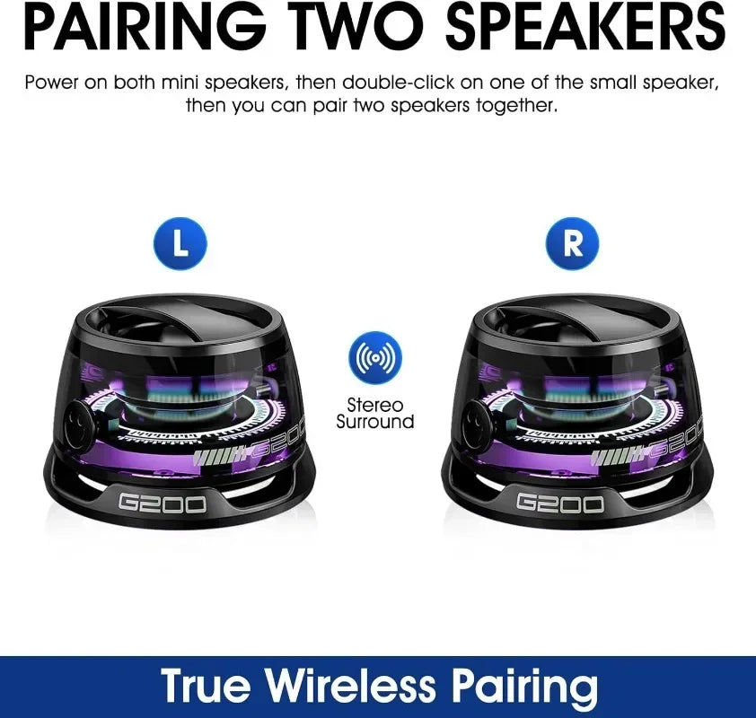 Portable VIKEFON Bluetooth Speaker G200 - RGB Lighting, Magnetic Mount, BT5.3, 7-Hour Playback, Phone Holder