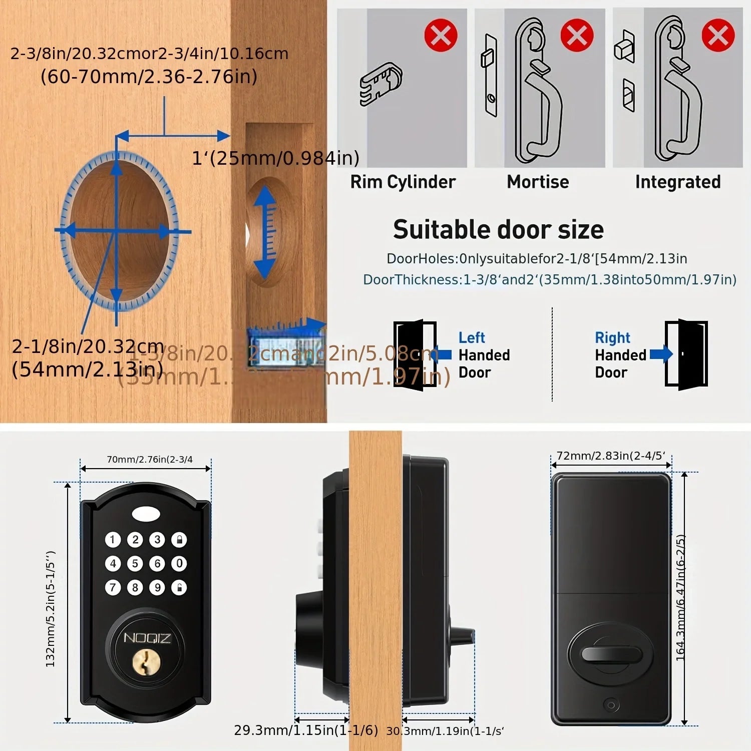 Noqiz Keyless Entry Door Lock With Keypad - Waterproof
