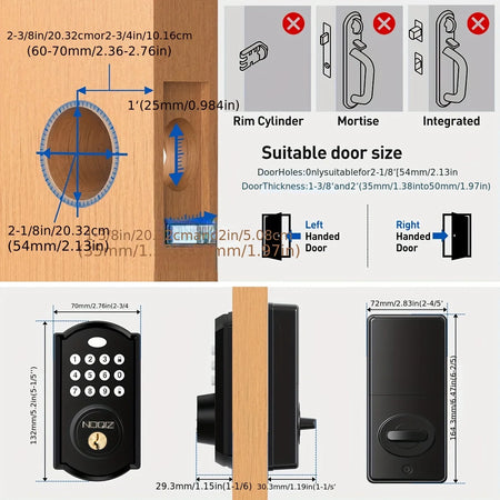 Noqiz Keyless Entry Door Lock With Keypad - Waterproof