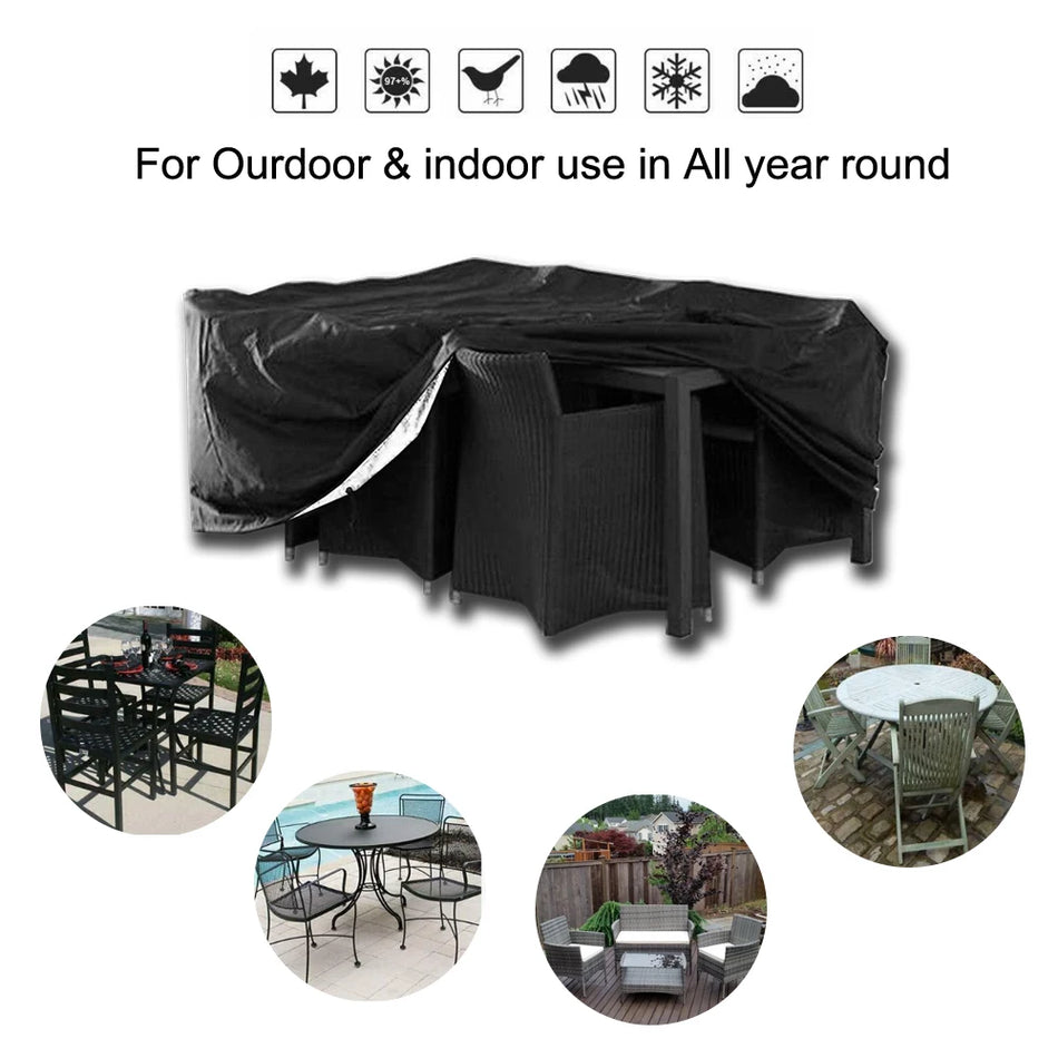 Copertura Impermeabile per Tavolo e Sedia da Giardino Esterno in Poliestere 190T