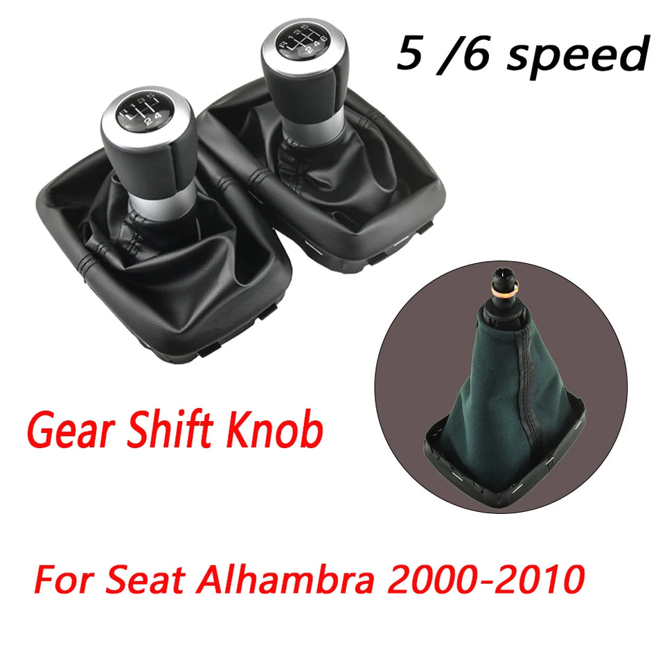 Funda de perilla de cambio de marcha con cuero PU para Seat Alhambra 2000-2010
