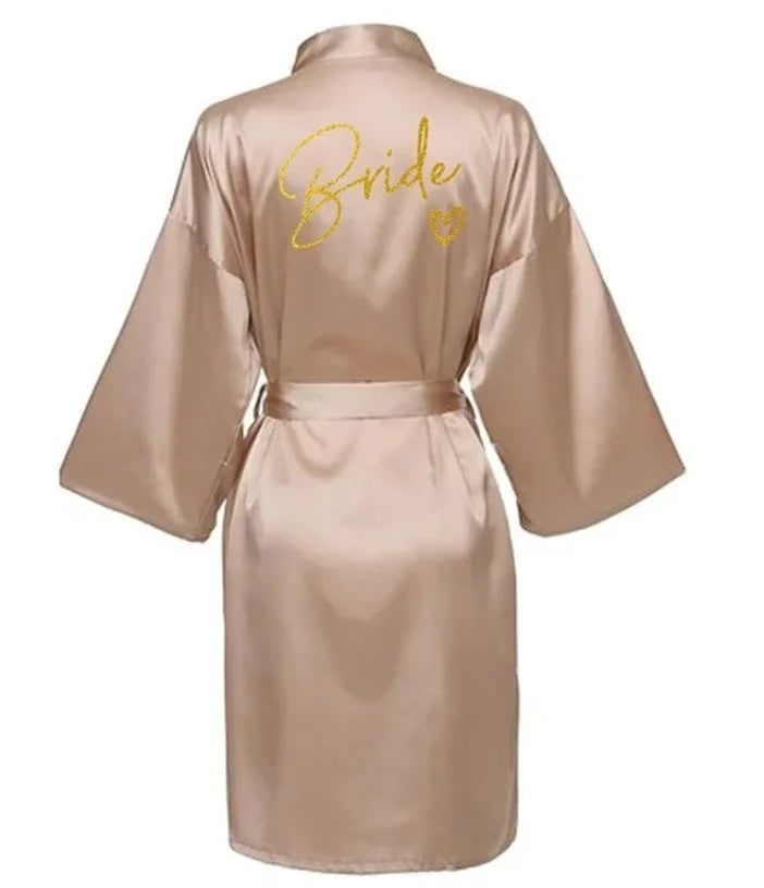 Team Bride Satin Robe - Elegant Silk &amp; Polyester Robe for Women As the photo show 4 / M