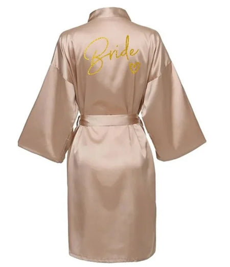 Team Bride Satin Robe - Elegant Silk &amp; Polyester Robe for Women As the photo show 4 / M