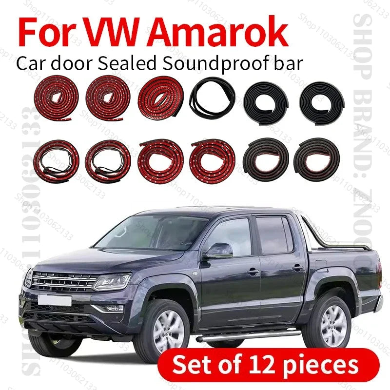 VW Amarok 2H T6.2 Bandă de etanșare pentru ușa mașinii din cauciuc cu dublu strat, set de 12 piese, fonoizolant și antipraf
