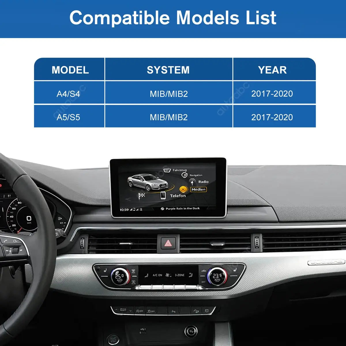 12.3" Multimedia Ultra-thin TouchScreen Wireless CarPlay Android For Audi With MIB/MIB2 System A4 S4 A5 S5 2017-2020 With BT GPS by InterCyprus Trading Ltd