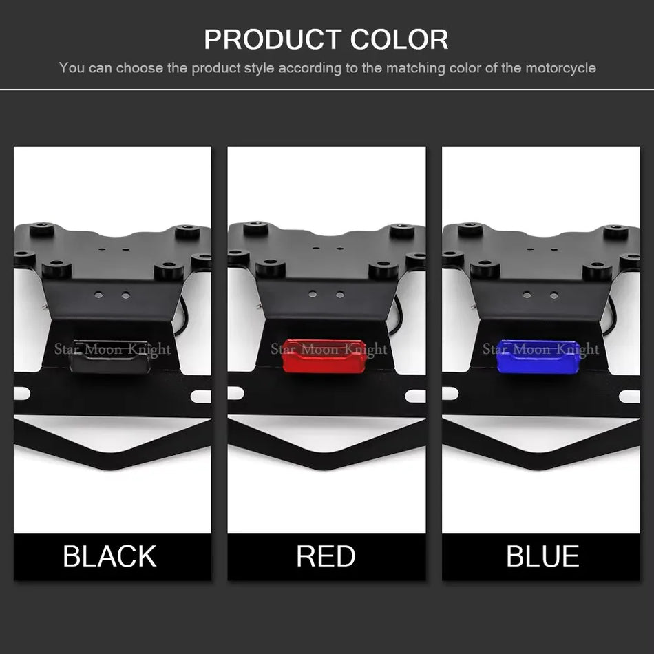 Suporte para Placa Traseira Yamaha Tenere 700 com Luz, Aço Inoxidável, Preto