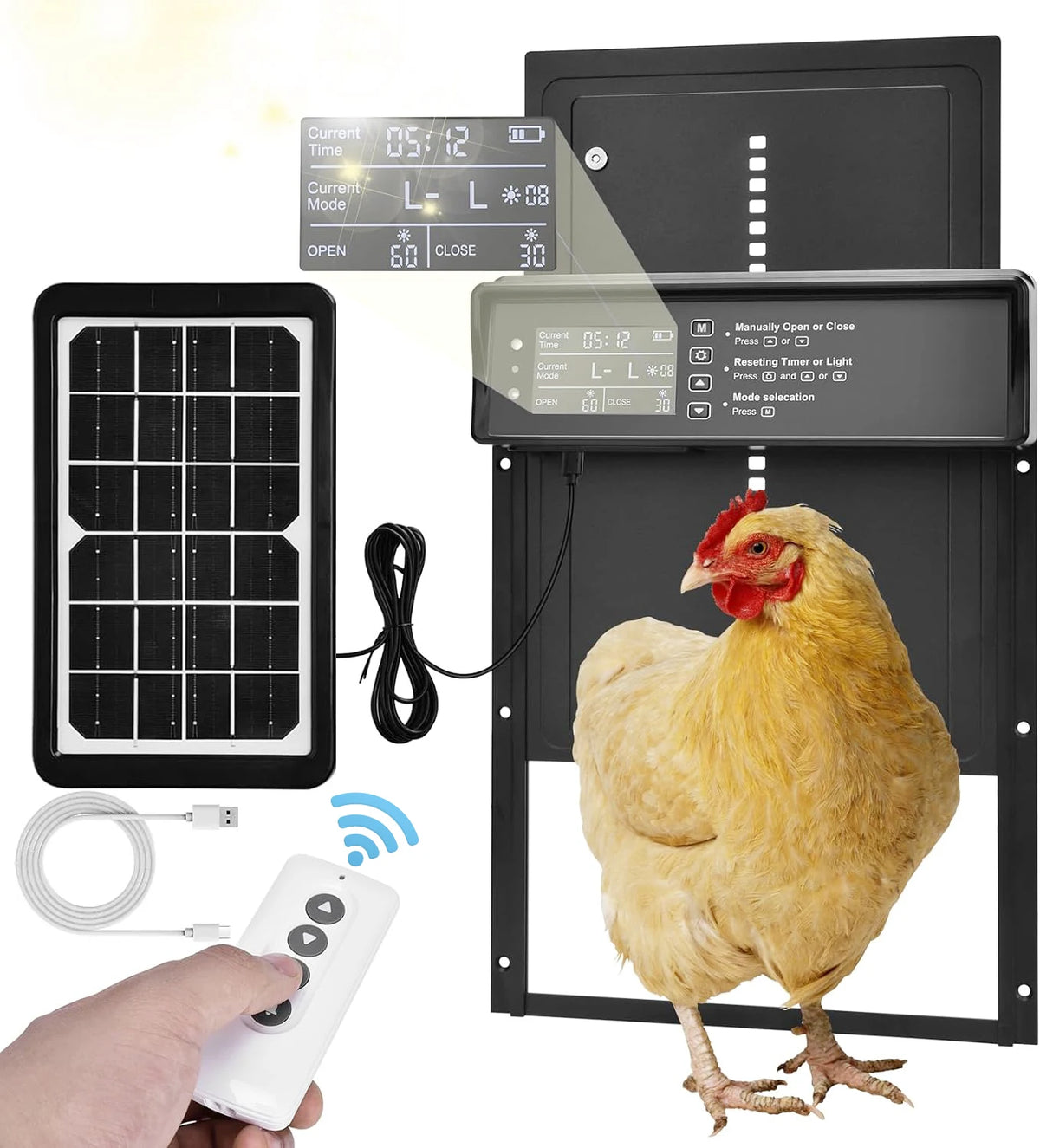 Solar Auto Chicken Coop Door &ndash; Solar Powered USB Charging