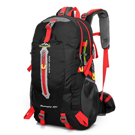 40L Water Resistant Travel Backpack &ndash; Lightweight Daily Use Black Red