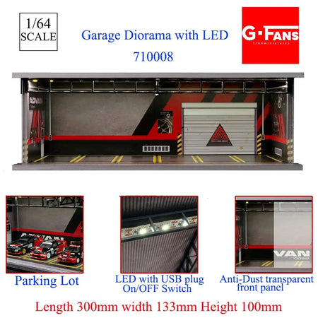 GFans 1:64 Diorama Car Garage &ndash; LED Lights Display 710008