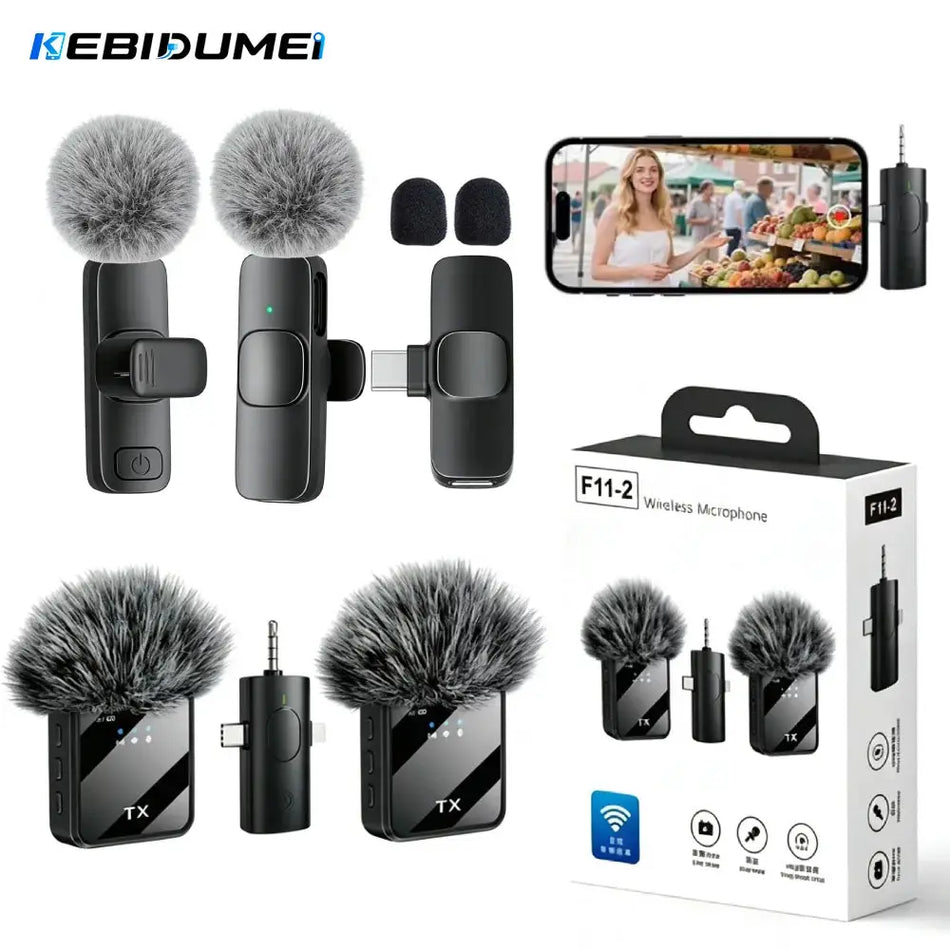KEBIDUMEI Wireless Lavalier Microphone for iPhone Android 3.5mm for Radio Live Recording Noise Reduction Mini Microphone by InterCyprus Trading Ltd