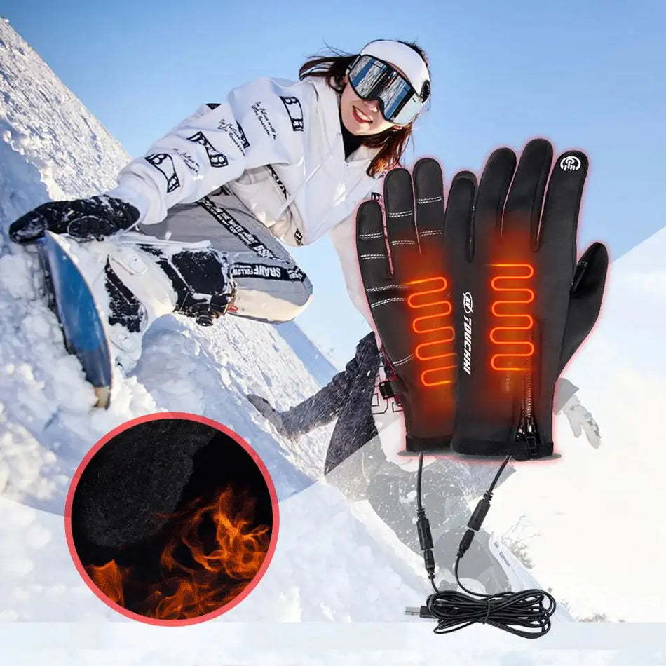 USB Heated Touch Screen Gloves For Men Women Anti Slip