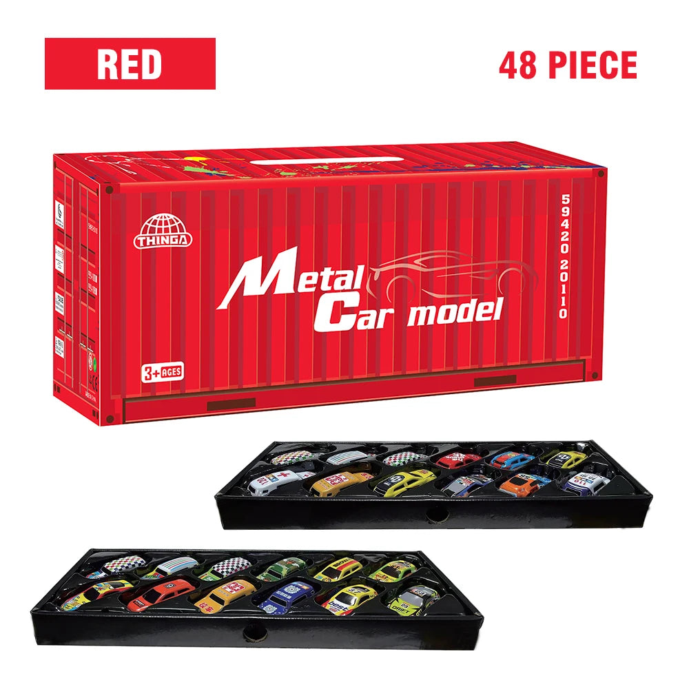 48Pcs Mini Inertial Car Set &ndash; Pull Back Action City Scene red