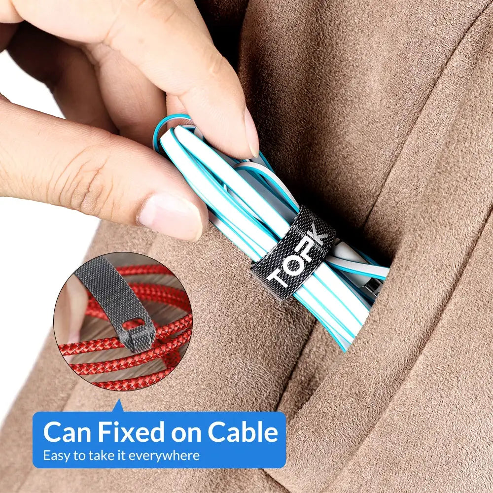 TOPK Releasable Cable Organizer Ties Mouse Earphones Wire Management Nylon Cable Ties Reusable Loop Hoop Tape Straps Tie by InterCyprus Trading Ltd