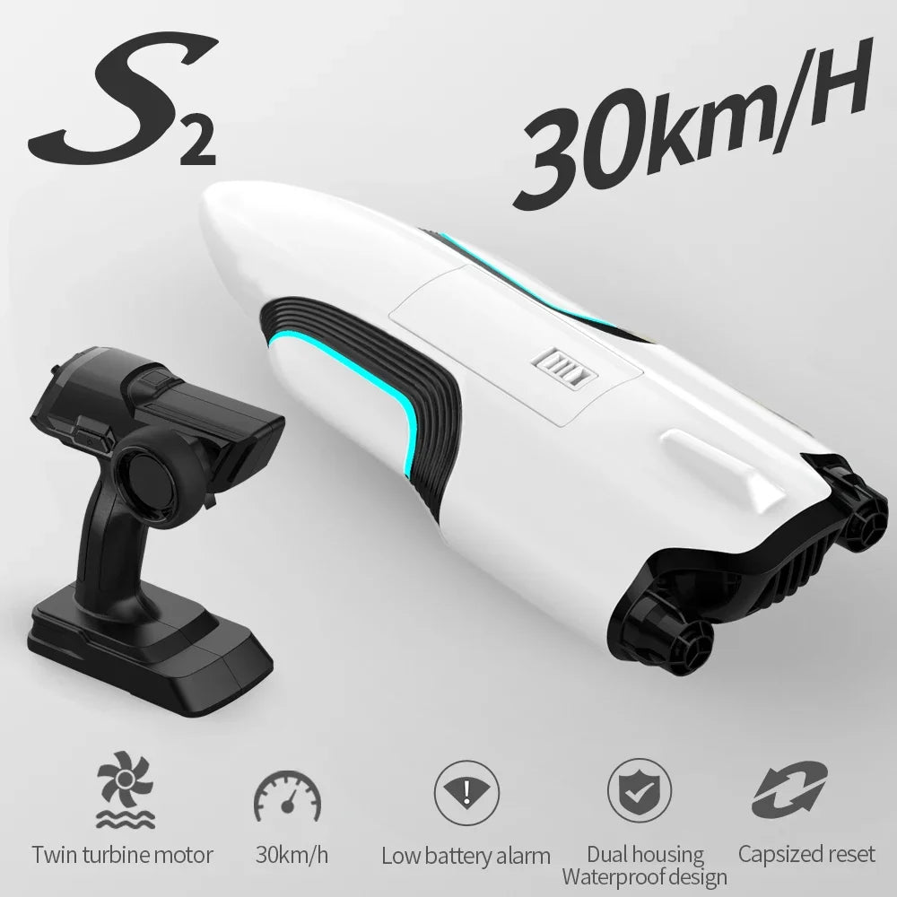RC Boat S3 High Speed Racing Ship - Waterproof Dual Turbojet White