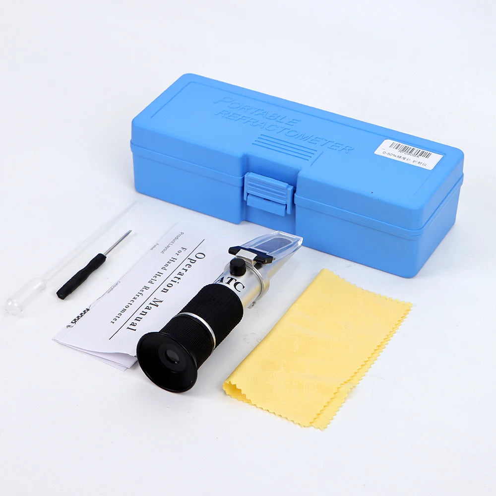 Handheld Sugar Refractometer 0 To 50 Brix &ndash; ATC Auto Temp with box