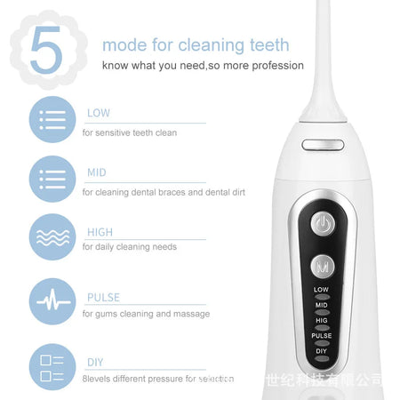 Portable Cordless Water Flosser - 5 Mode Oral Irrigator for Braces &amp; Teeth Cleaning