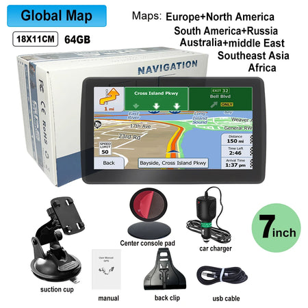 WEEKJOOY 7 Inch GPS Navigation &ndash; Free Map Updates for Europe and North America Global map / CHINA / 7 inch GPS