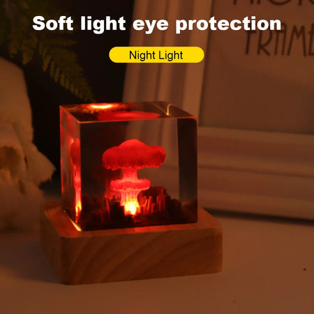 Nuclear Explosion 3D Night Light - USB Rechargeable Mushroom Cloud Lamp for Home Decor Default Title