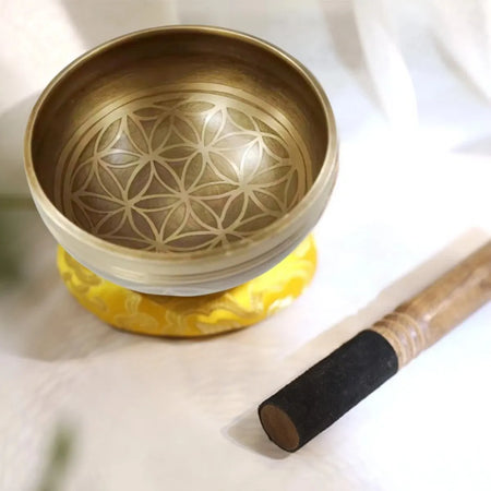 Miwayer Tibetan Singing Bowl Set &ndash; Flower of Life Design