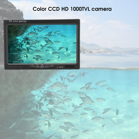 7in Underwater Fishing Camera with Color Monitor &amp; 12 LEDs - IP68 Waterproof, 20m Cable