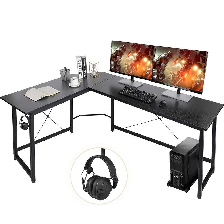 Homfa L-formad skrivbord 170x120x75cm dator gaming hörn