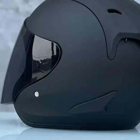 Ram4 Unisex Matte Black Half Helmet for Motorcycle and Off-Road Riding