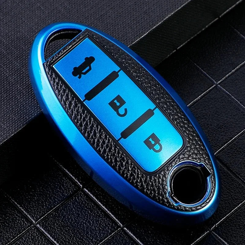Nissan Leaf TPU Läder Nyckel Fodral, Anti Fingeravtryck Fob Skyddare