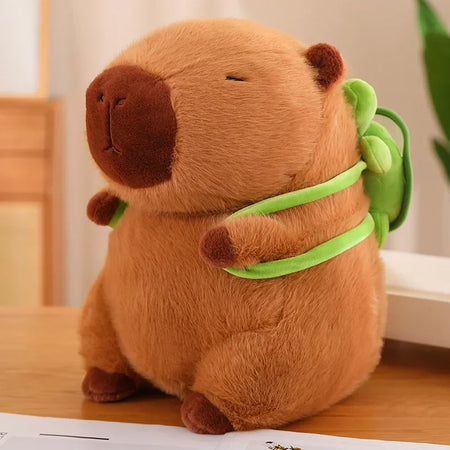 Capybara Plush Toy with Turtle Backpack