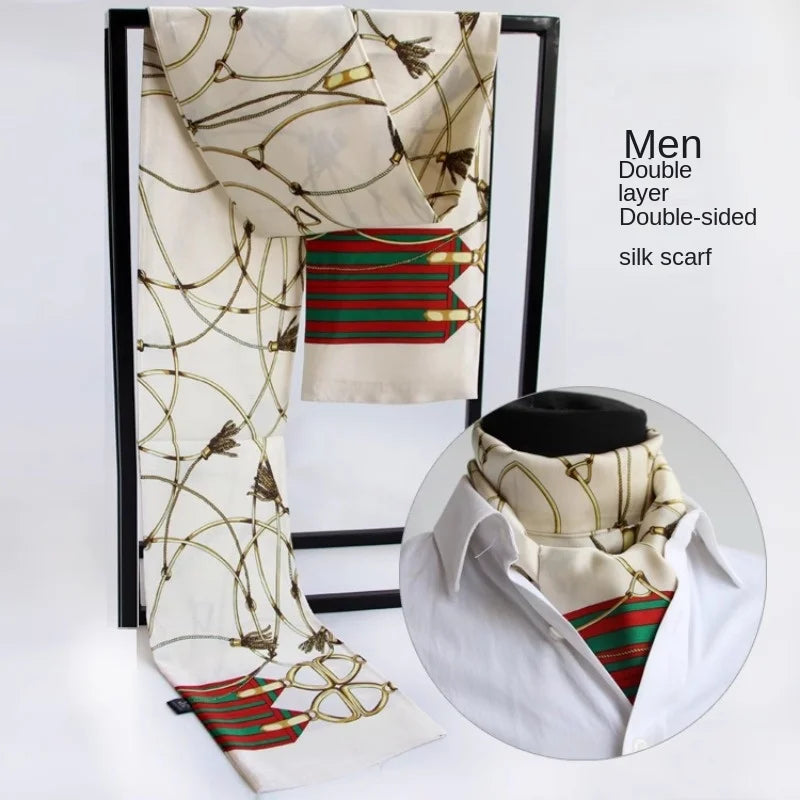 SIERSIYU Men's Silk Scarf &ndash; Versatile British Stripe Print