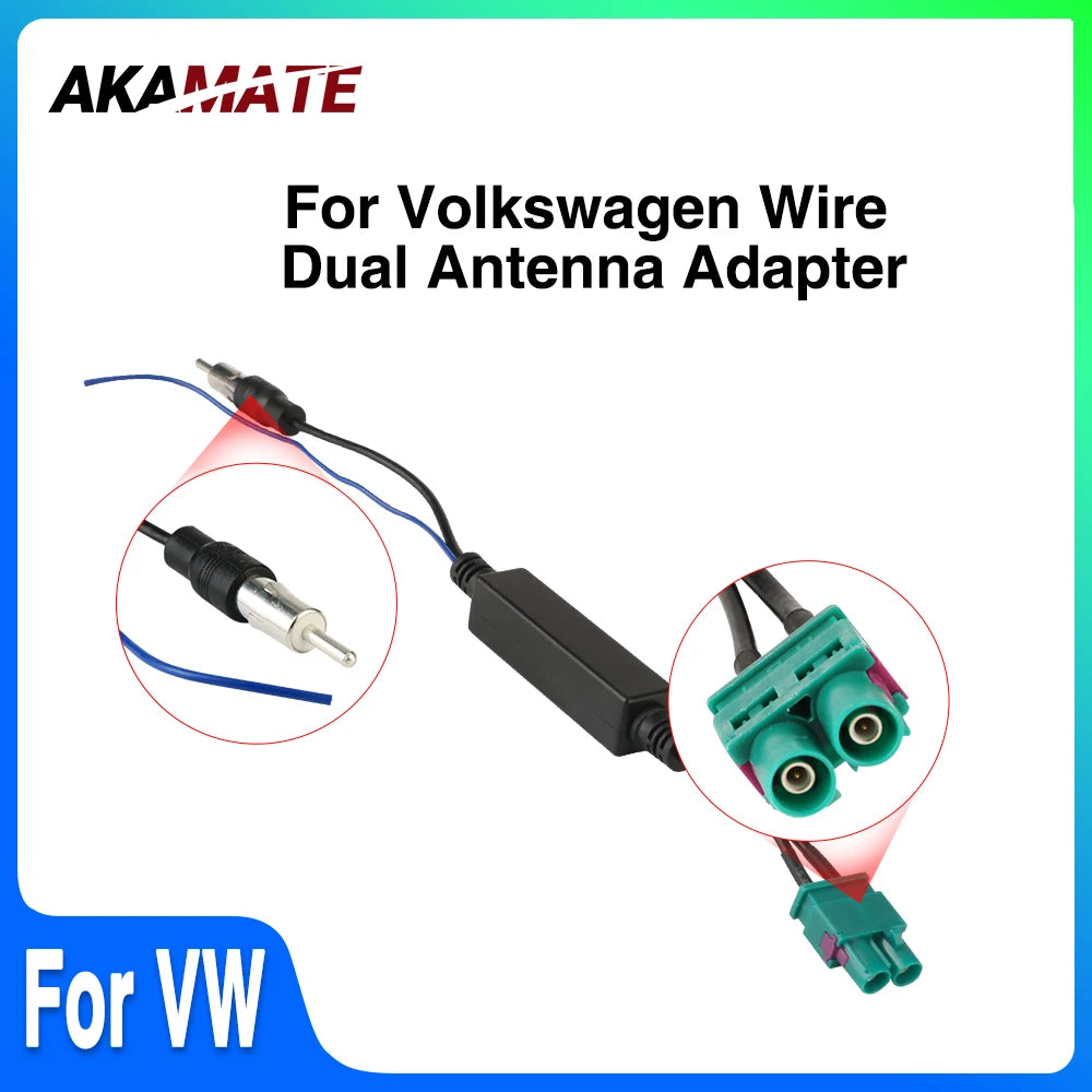 AKAMATE VW Dual Heads Radio Cable Adapter &ndash; Dual Antenna
