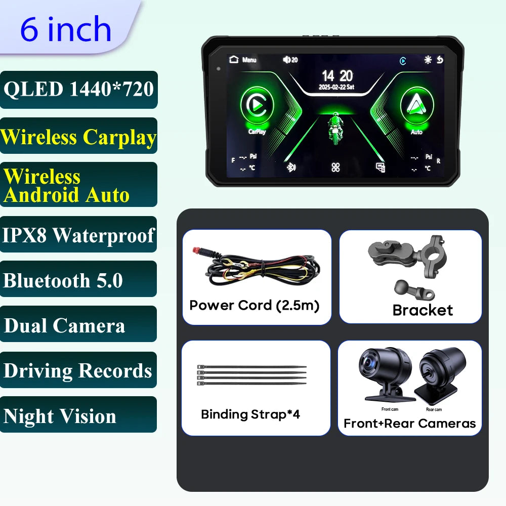 5 Inch Motorcycle Navigation GPS &ndash; IPX7 Waterproof with HD Recording 6in Screen-DVR