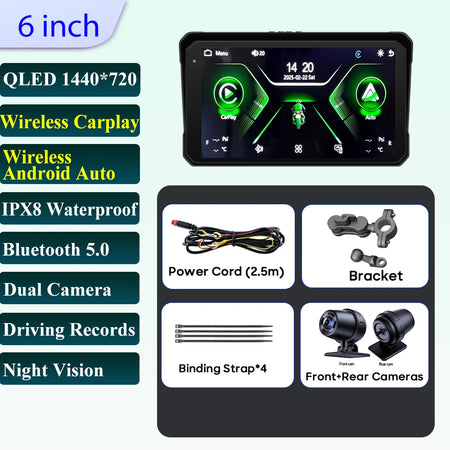 5 Inch Motorcycle Navigation GPS &ndash; IPX7 Waterproof with HD Recording 6in Screen-DVR