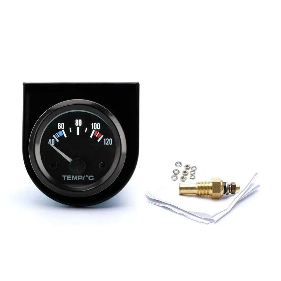 Automobilio temperatūros matuoklis 52mm, 40-120C, ABS korpusas automobilių prietaisų skydeliui