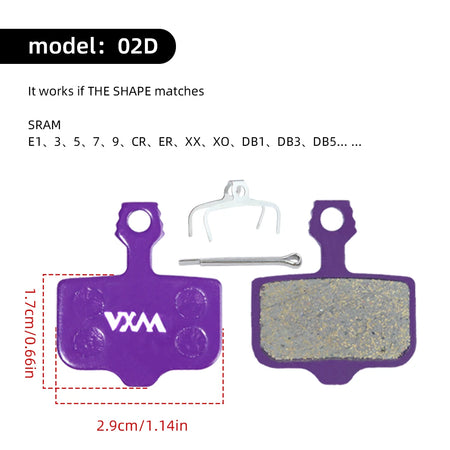 VXM Purple Polymetallic Disc Pad For Shimano B01S &ndash; Durable Purple 02D