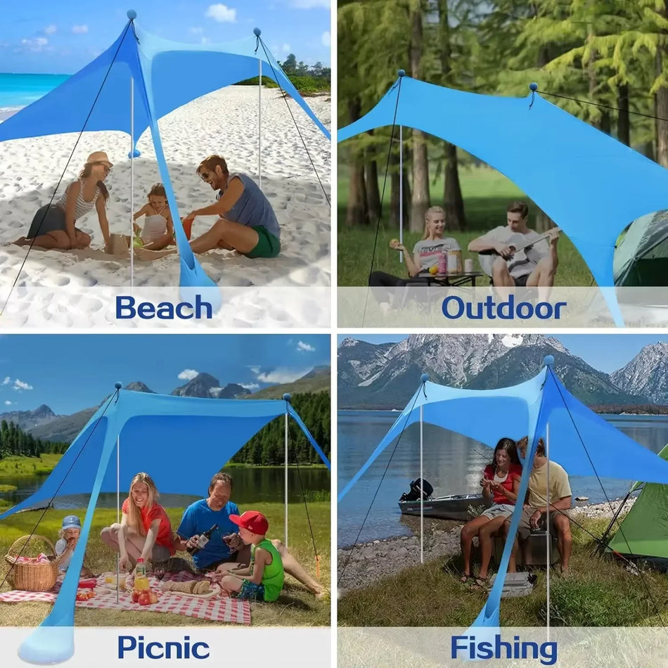 Portable Beach Tent with UPF50+ Sun Shelter, Windproof All-in-One Camping Tent