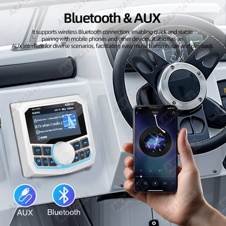 AKAMATE Boat Stereo MP5 Radio &ndash; Waterproof IPX5 Bluetooth