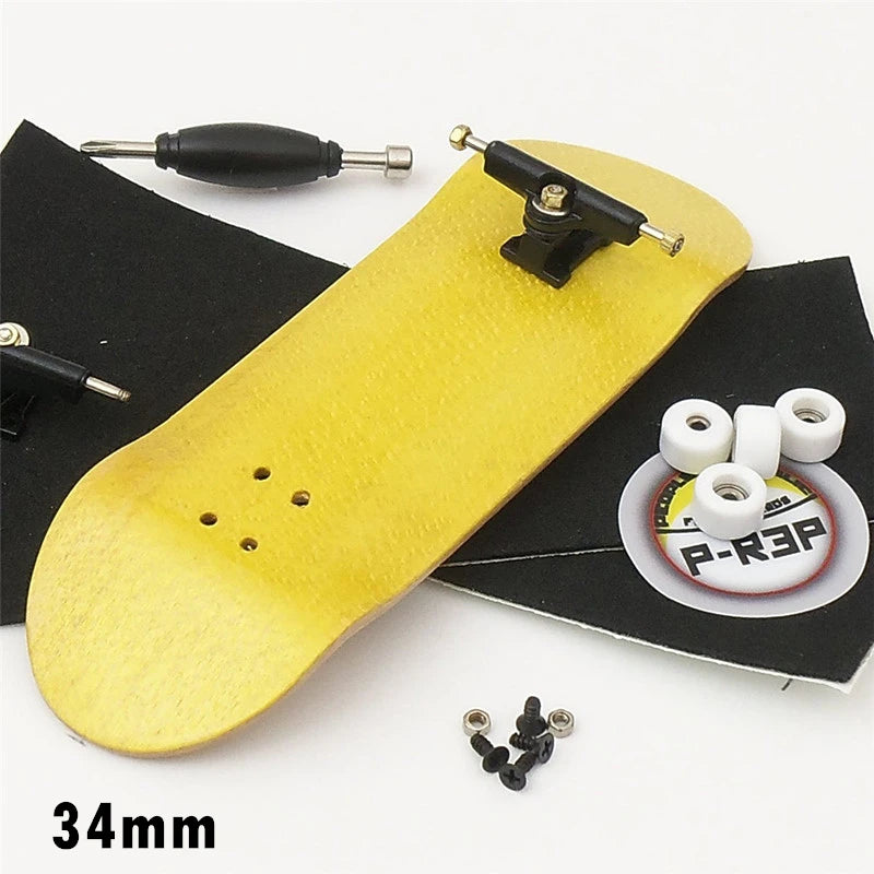 Maple Wooden Fingerboard Complete &ndash; Durable Mini Skateboard yellow