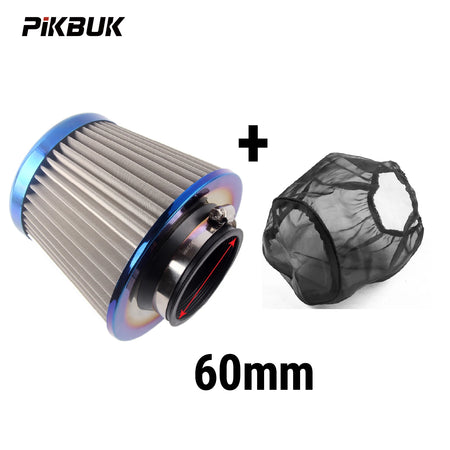 PIKBUK Universal Stainless Steel Washable Auto Air Intake System High Flow Cone Cold Air Filter 60MM 65MM 70MM 75MM by InterCyprus Trading Ltd