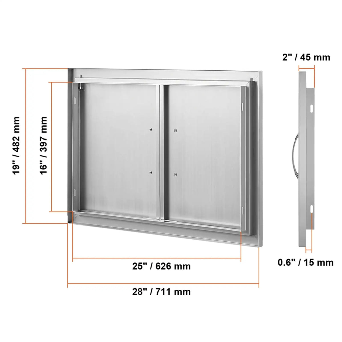 Stainless Steel BBQ Access Door Flush Mount Outdoor Kitchen 28x19 in / france