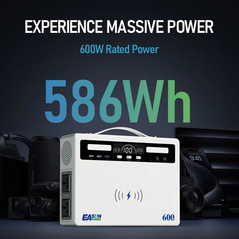 Φορητός Σταθμός Ενέργειας Easun 600W/586Wh, 1000W/781Wh Εφεδρική Μπαταρία Λιθίου για Σπίτι, Εξωτερικό Κάμπινγκ και RV